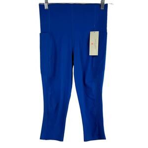 Sweaty Betty NWT Power Cropped Workout Leggings Lighting Blue Size 12 Pockets